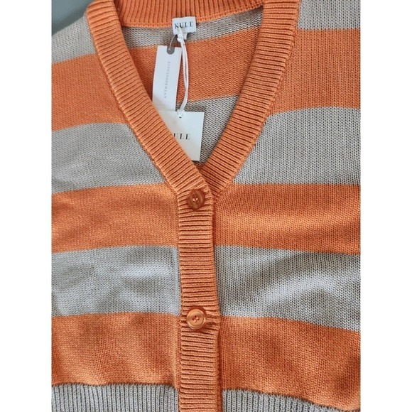 NWT Anthropologie Kule Remus Cardigan Cotton Wool Blend Striped Button Size S - Picture 9 of 12
